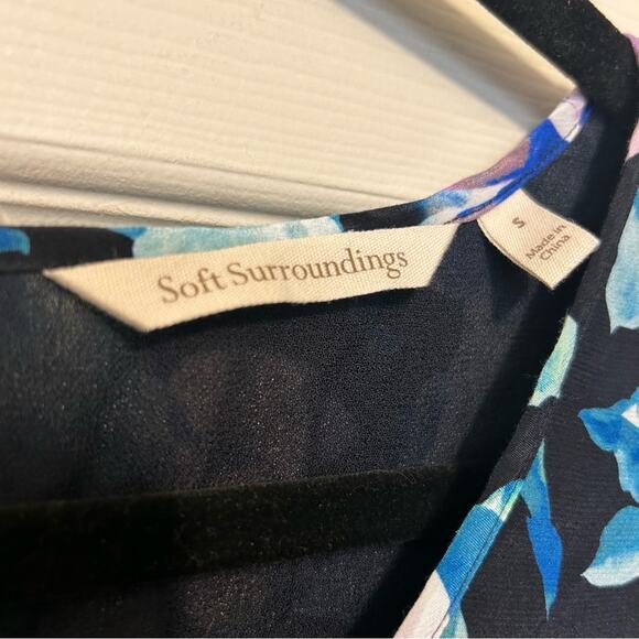 Soft Surroundings Dress Night Bloom Long Sleeve Floral Blue Purple Size Small - Picture 7 of 7